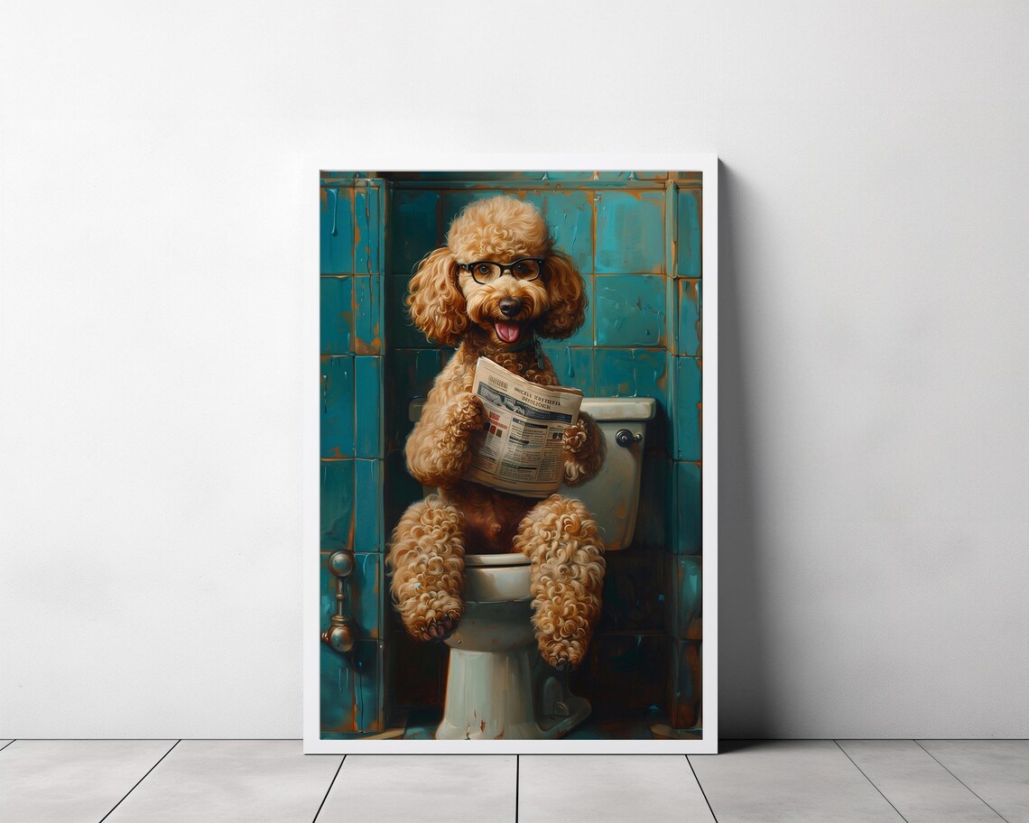 Goldendoodle Auf Toilette Badezimmer Bild Digitaler Goldendoodle Geschenk Funny Picture Wall Art Einrichtung Ideen Badezimmer - Image 3