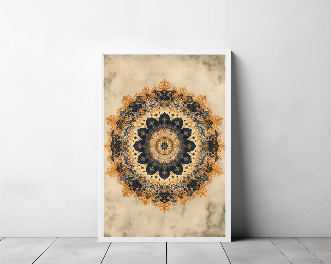 Islamic Geometric Art Artful Pattern Art Vintage Islamic Wall Art Gold Boho Islamic Poster Eid Ramadan Decoration Muslim Home Decor - Image 3