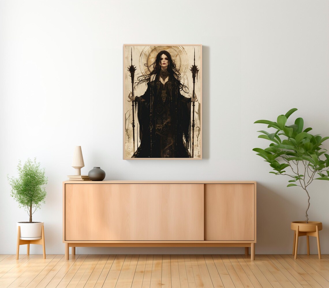 Hecate Dark Greek Goddess Holding Twin Torches Gothic Art Poster - Image 2