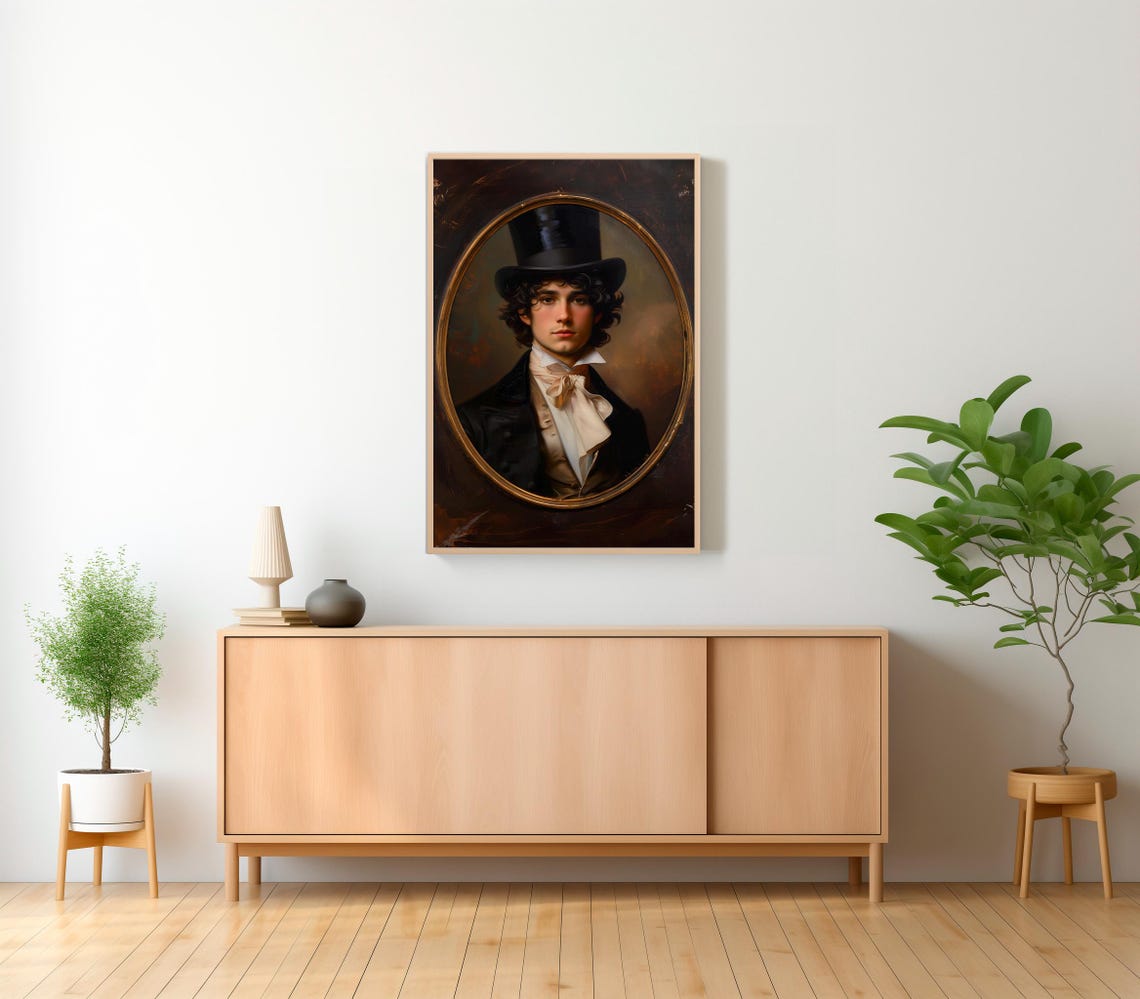 Vintage Oval Portrait of a Gentleman in a Tall Top Hat Poster - Image 2
