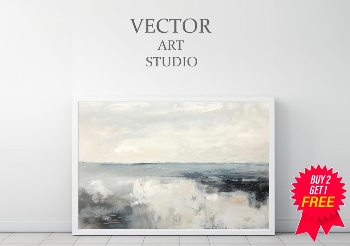 Calm Gray and Beige Abstract Modern Minimalist Painting Poster - Image 3