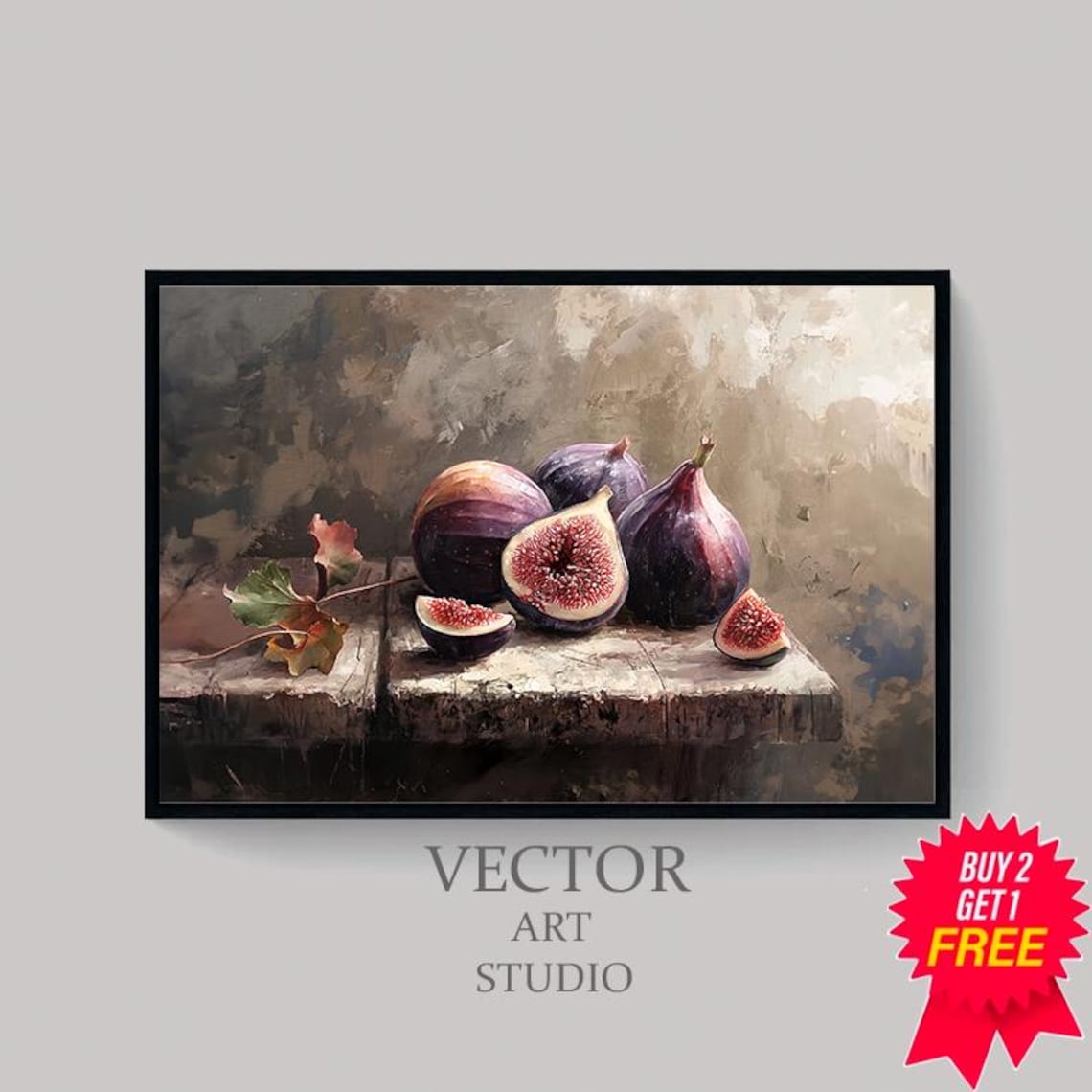 Dark Moody Figs Still Life, Rustic Cottagecore Art Print - Image 4