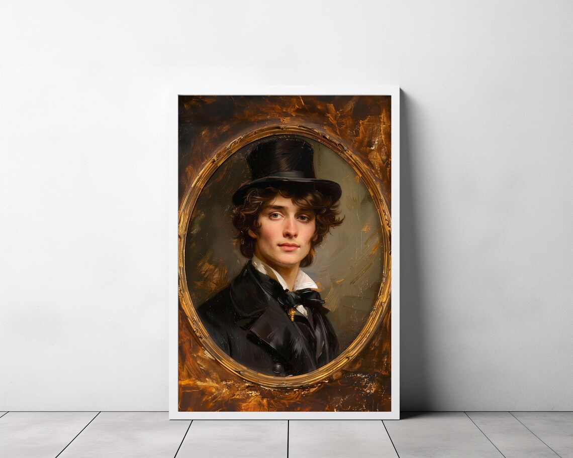 Vintage Oval Portrait of a Young Gentleman with a Bow Tie Poster - Image 3