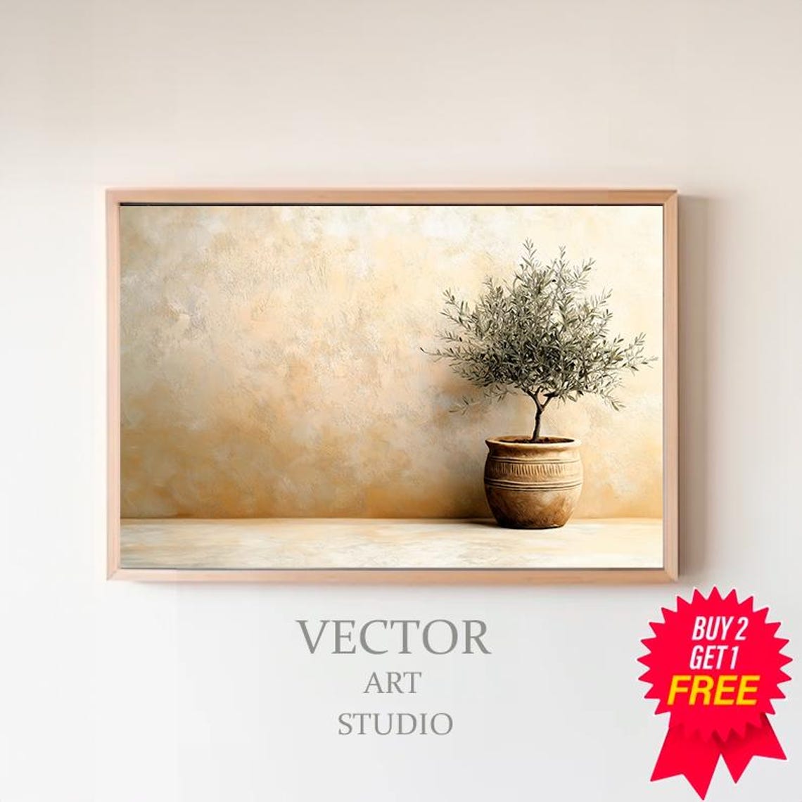 Olive Tree Painting Tv Art Pottery Still Life Painting Neutral Modern Organic Art For Tv