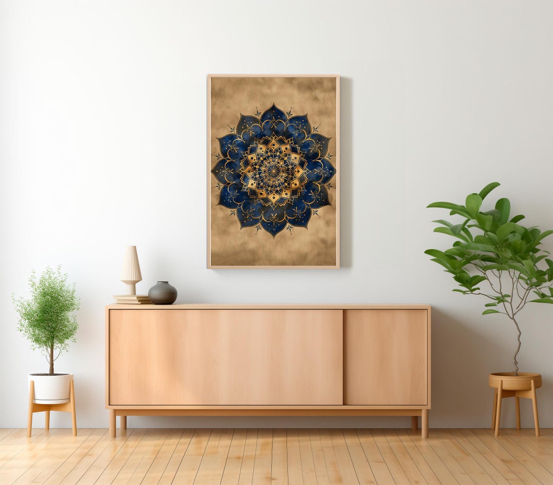 Islamic Geometric Art Artful Pattern Art Vintage Islamic Wall Art Gold Boho Islamic Poster Eid Ramadan Decoration Muslim Home Decor - Image 2