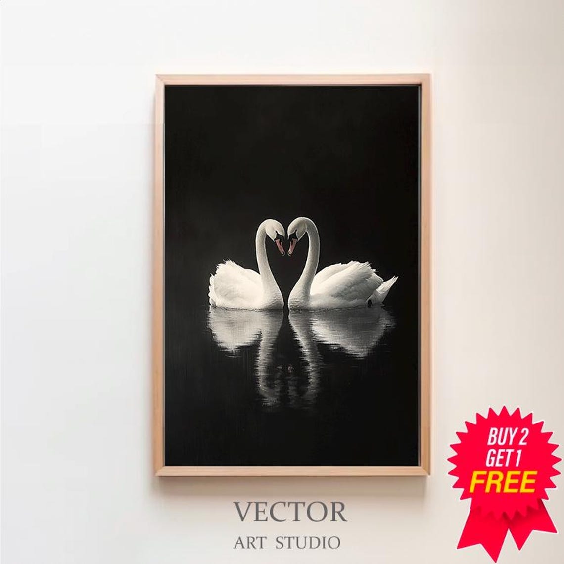 Swan Wall Art Swan Painting Print Vintage Antique Swan Print Extra Large Wall Art Dark Aesthetics Art Dark Academia Dark Oil Painting
