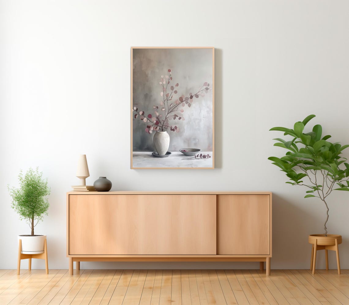 Olive Tree Stems Painting Muted Toned Art Art - Image 2