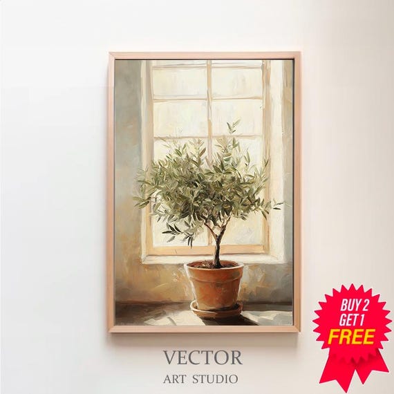 Vintage Still Life Olive Tree Painting Muted Tones Collection Tranquil Stillness By Artedya Wall Art