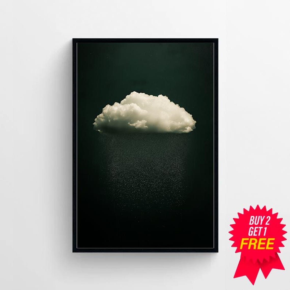 Emerald Green Cloud Wall Art Cloud Art Minimalist Wall Decor Cloud Print Moody Cloud Art Moody Art Nature Art - Image 4