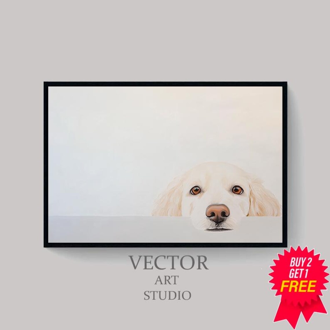 Golden Retriever Puppy Peeking Over The Edge Minimalist Dog Poster - Image 4
