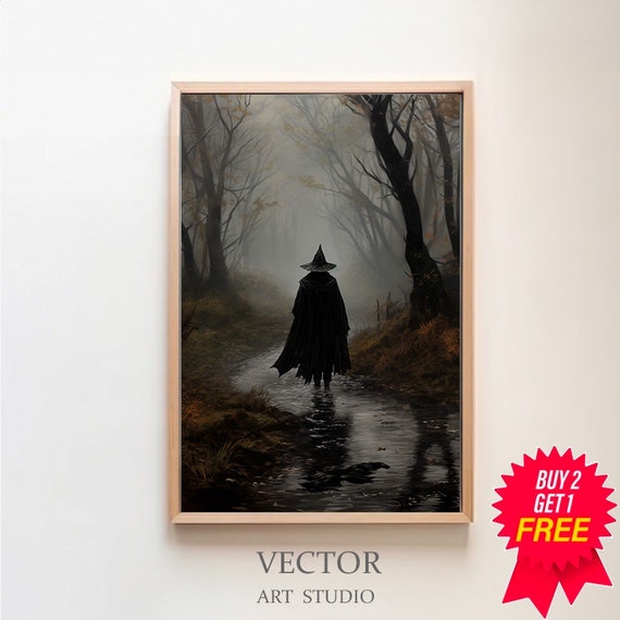 Witch In The Creek Dark Academia Vintage Poster Witch Decor Art Poster Print Gothic Victorian