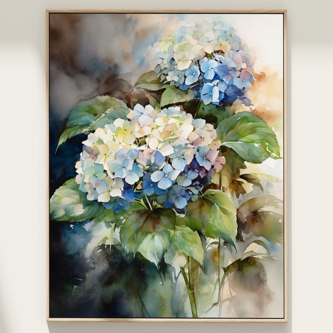 Hydrangea Watercolor Blue Flower Botanical Art Print
