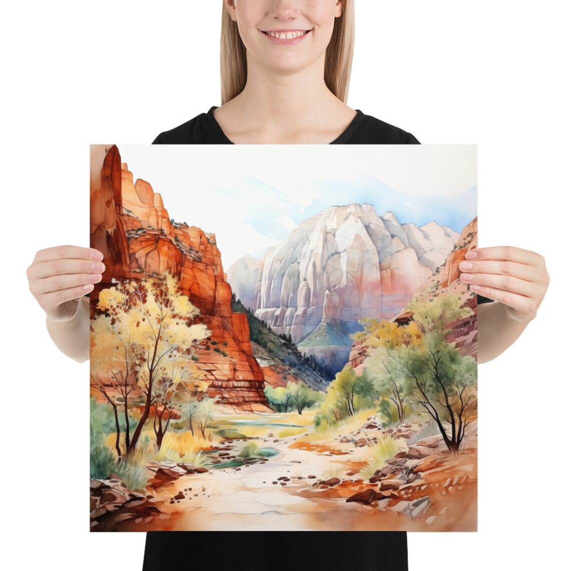 Zion National Park Utah Watercolor Art Print - Image 3