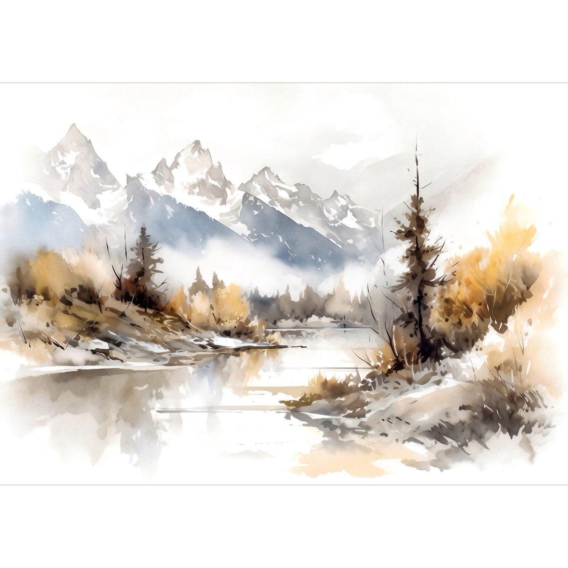 Grand Teton National Park Painting Western Decor Mountain Print Nature Wall Decor Mountainscape Wall Decor Home Decor Gift Art - Image 3