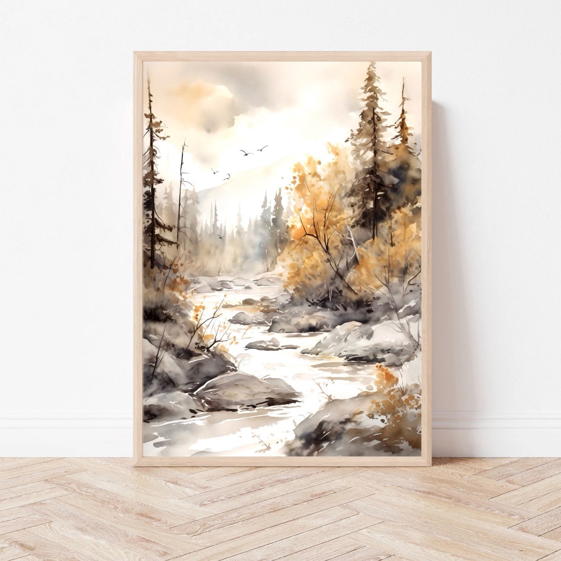 Little Susitna Alaska River Watercolor Painting Art Print Mountain Fall Wall Art Travel Artwork Home Decor Gift - Image 2