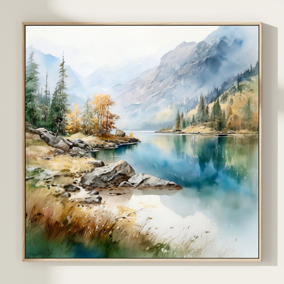 Mountain Landscape Watercolor Painting Art Print