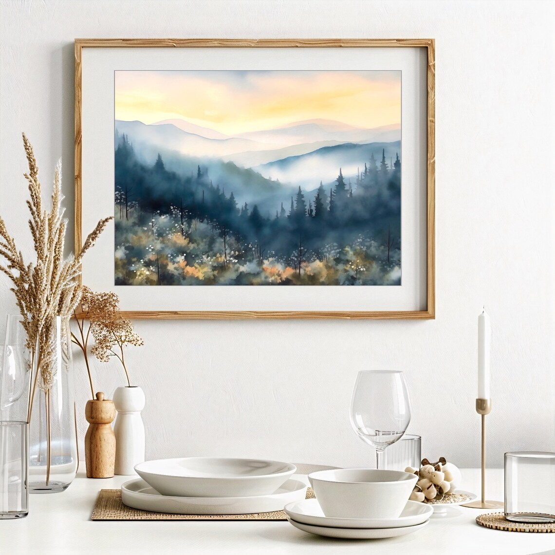 Smoky Mountains Watercolor Art Print, Appalachian Landscape - Image 3