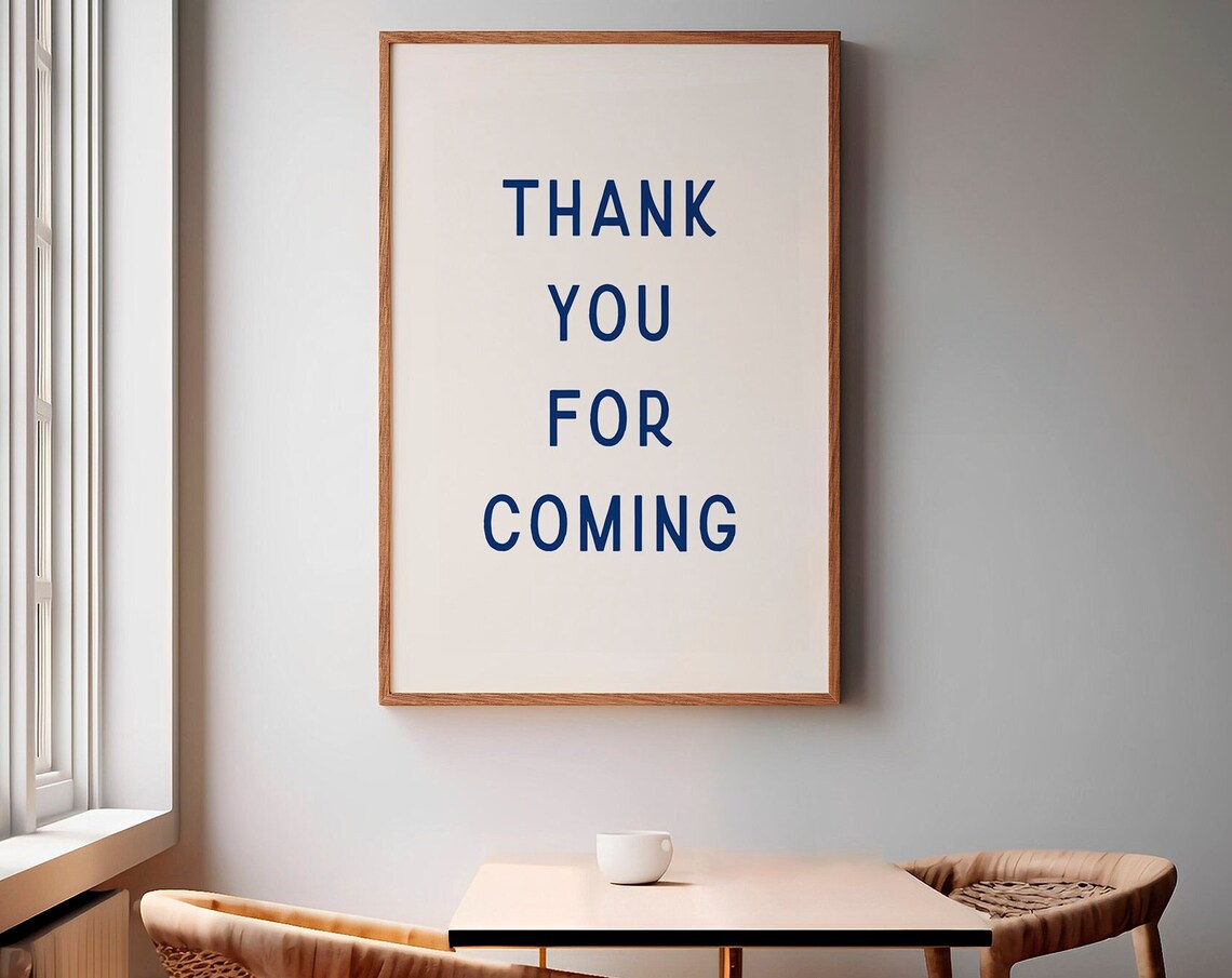 Thank You for Coming Navy Typography Cream Hospitality Poster - Image 2