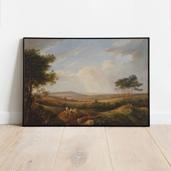 Forest Landscape Art Print Sunset Print Horizontal Wall Art Vintage Wall Art Instant Art Print For Living Room