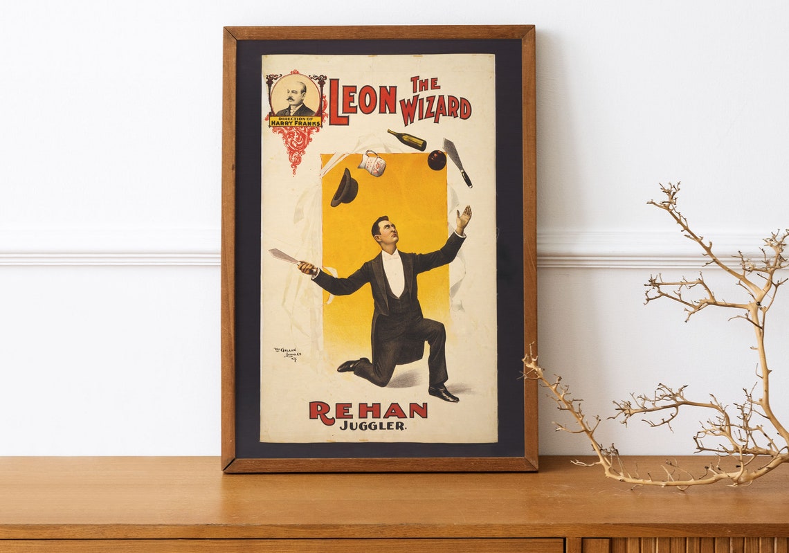 Leon the Wizard Rehan the Juggler Vintage Circus Magic Poster - Image 2