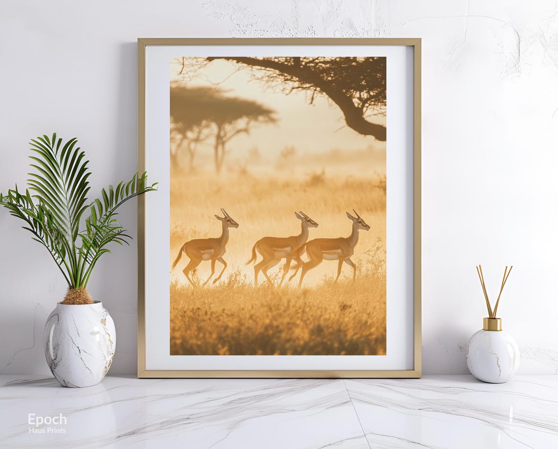 Photo Of Gazelles Running Through African Plains Wildlife Photography Wild Animals Safari Photos Print Instant - Image 2
