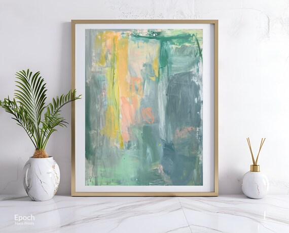 Orange And Teal Abstract Oil Painting On Modern Home Art Decor For Walls Instant Textured Painting Pieces Print