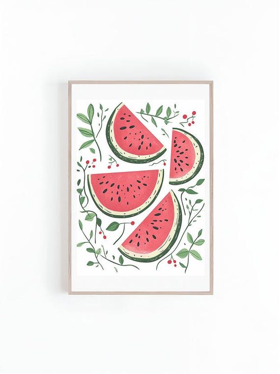 Watermelon Illustration, Botanical Kitchen Art Print