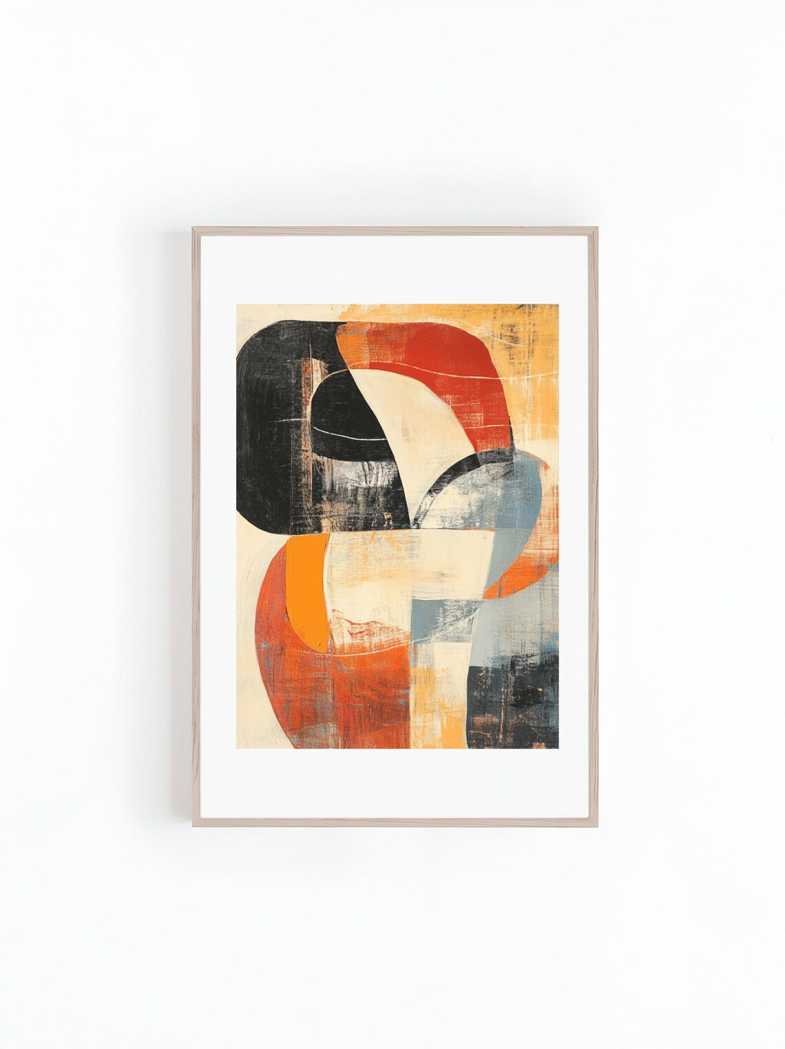 Abstract Red Painting, Mid-Century Wall Art
