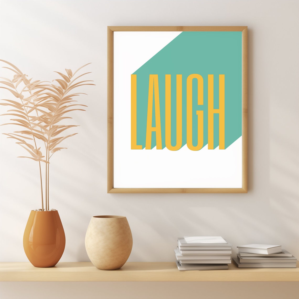 Laugh Bold Retro Typography Yellow Teal Modern Home Decor Wall Print - Image 5