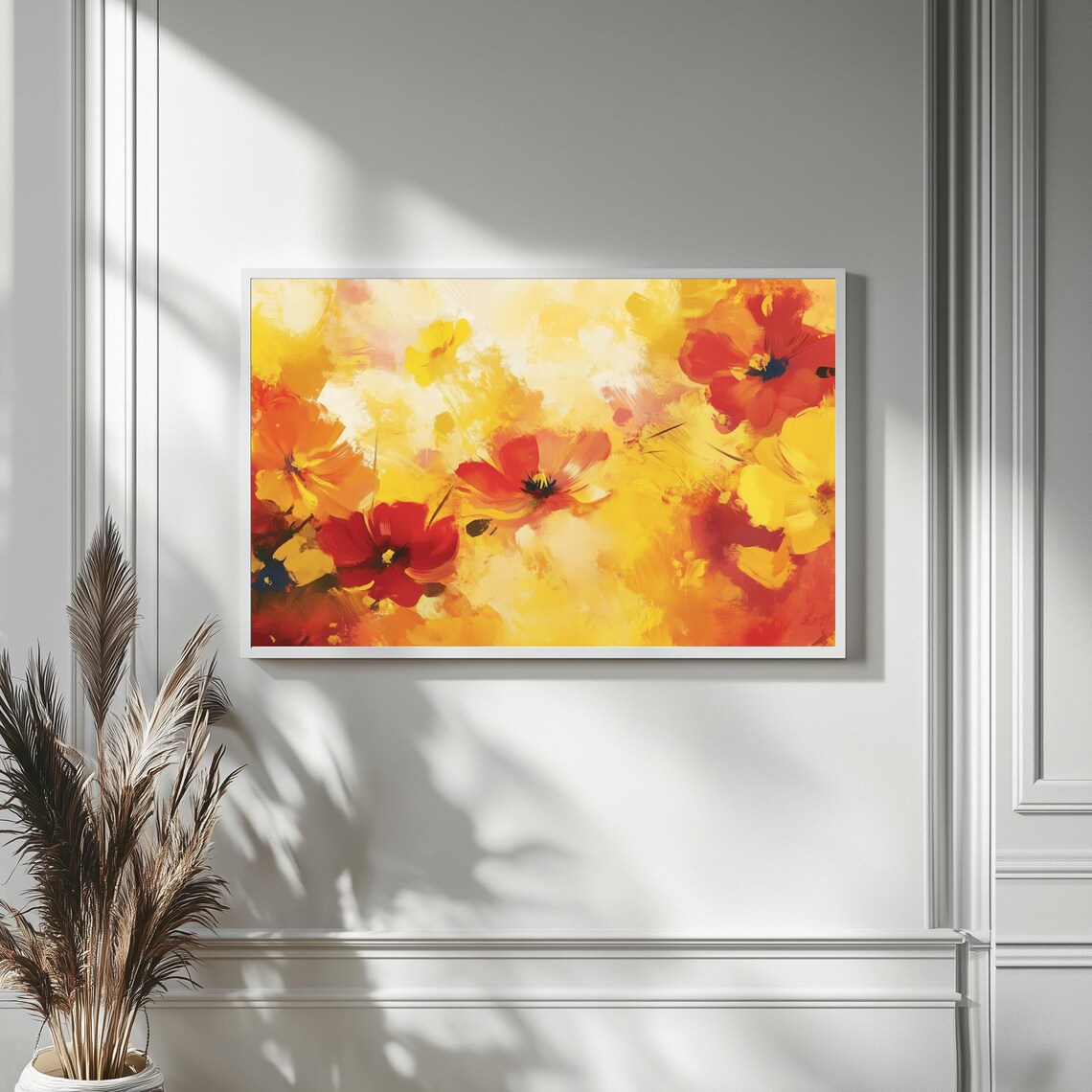 Abstract Red Yellow Poppies Botanical Painting Frame TV Art Poster - Image 4