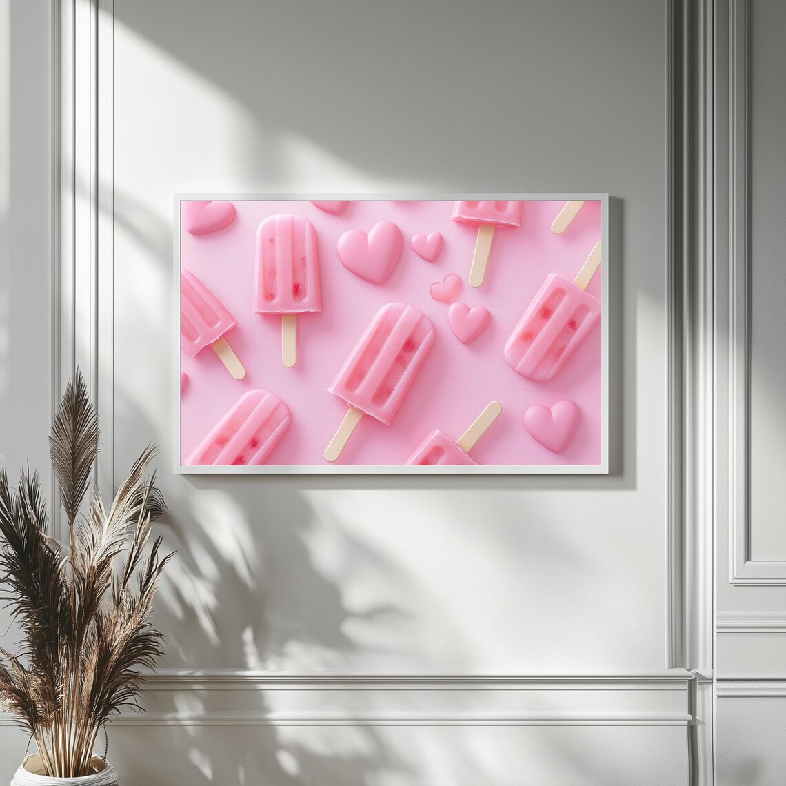 Pink Heart Popsicles Valentines Day Pattern Dessert Art TV Poster - Image 4