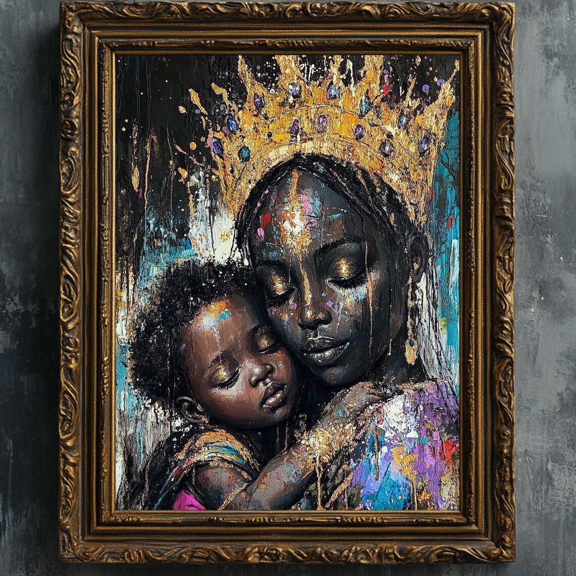 Erzulie Goddess Black Madonna With Baby, Art Print