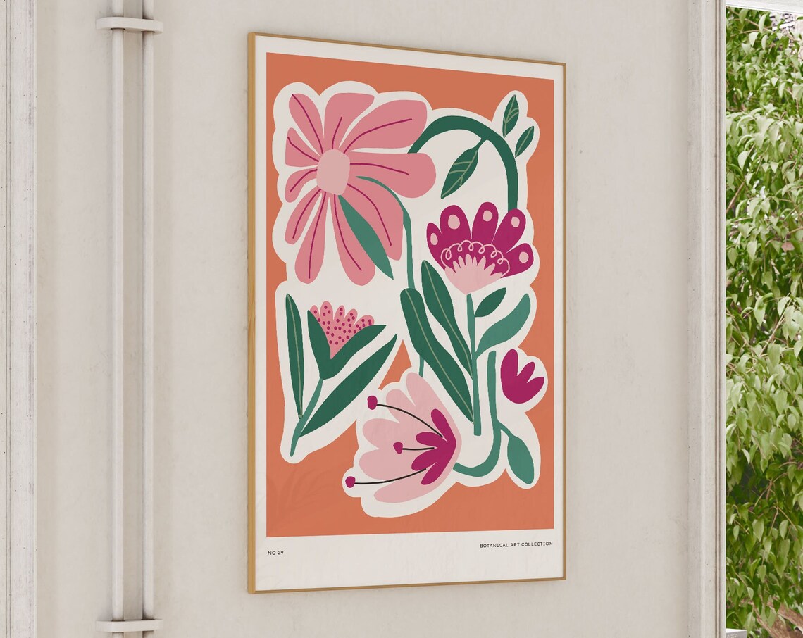 Bright Abstract Flower Botanical Poster Print