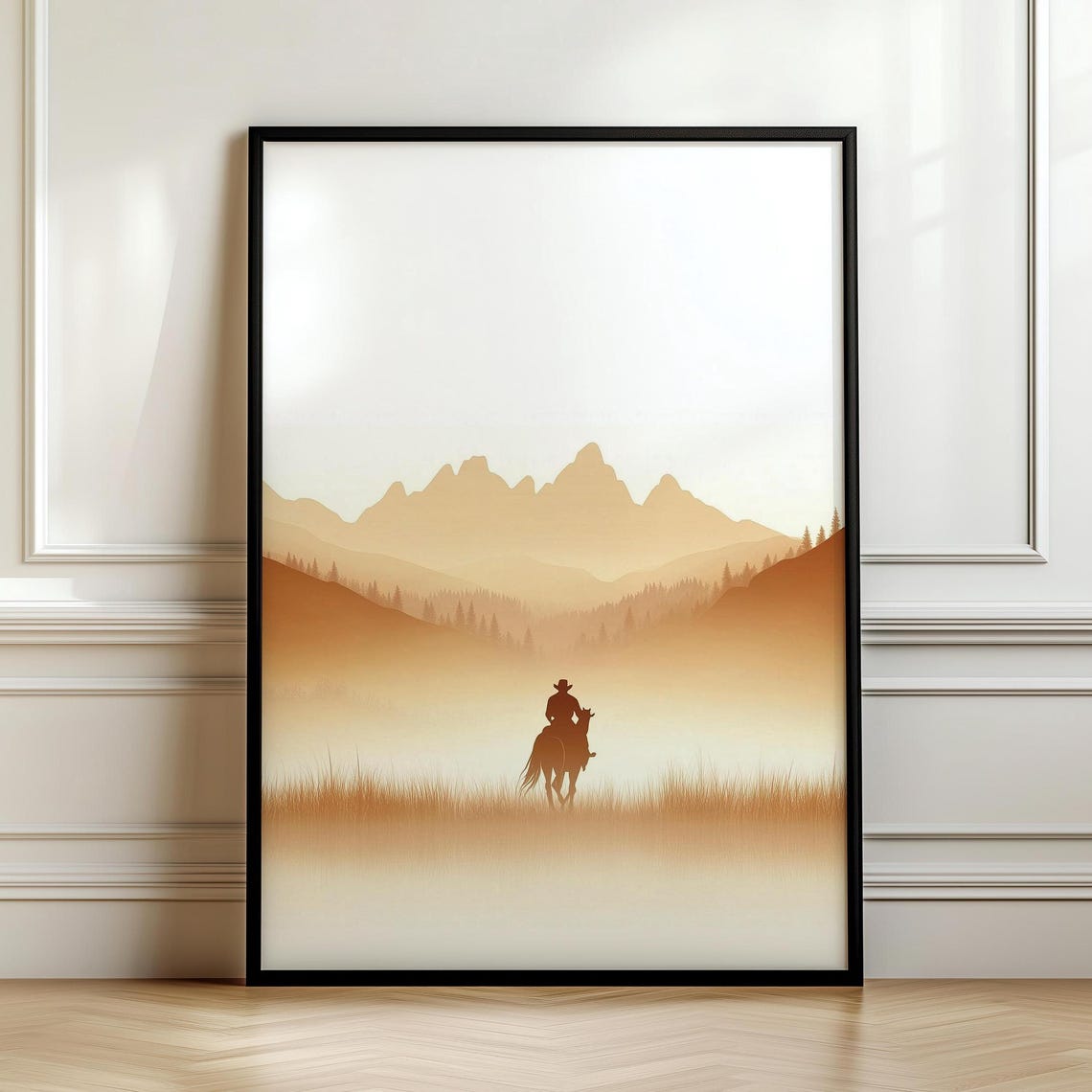 Western Cowboy Minimalist Print Wall Hanging Masculine Wall Art Art Southwestern Artwork