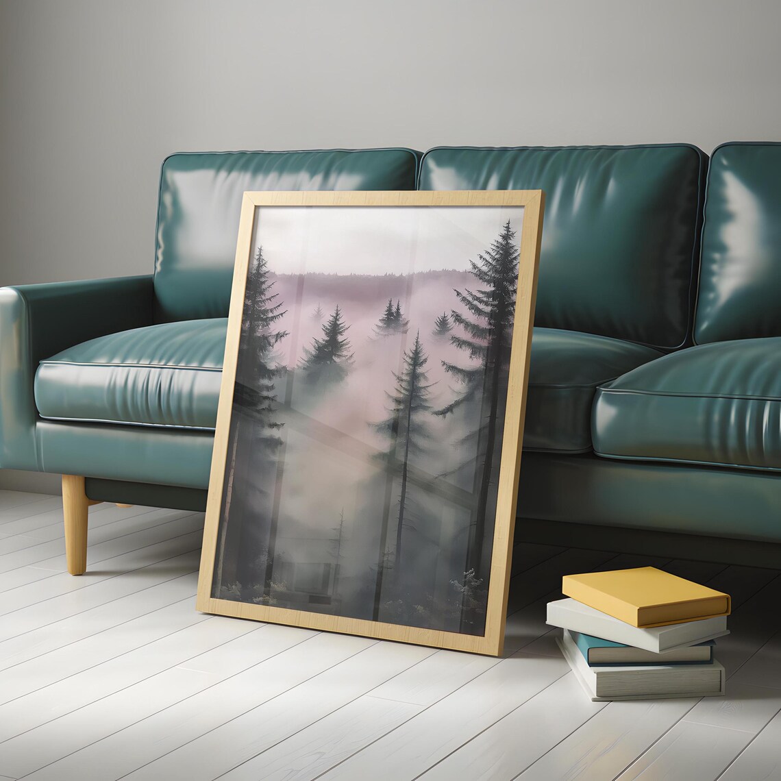 Moody Pine Tree Wall Art Dark Academia Vintage Forest Painting Rustic Masculine Wall Hanging Art - Image 4