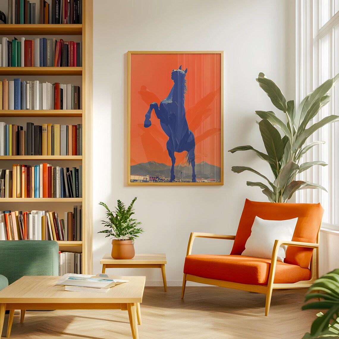 Denver Bronco Horse, Minimalist Boho Art Print - Image 3