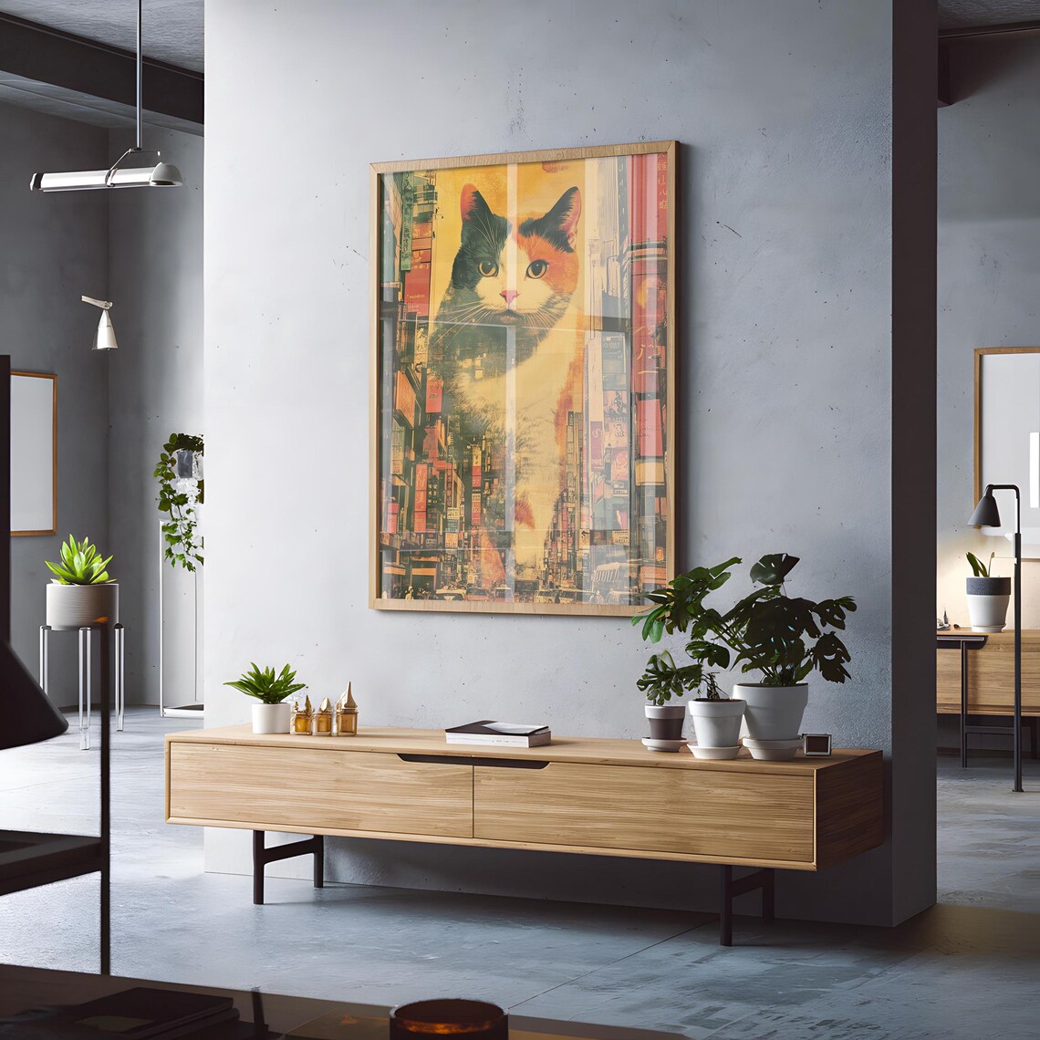 Huge Calico Cat in the City, Cute Cat Decor Art Print - Image 5