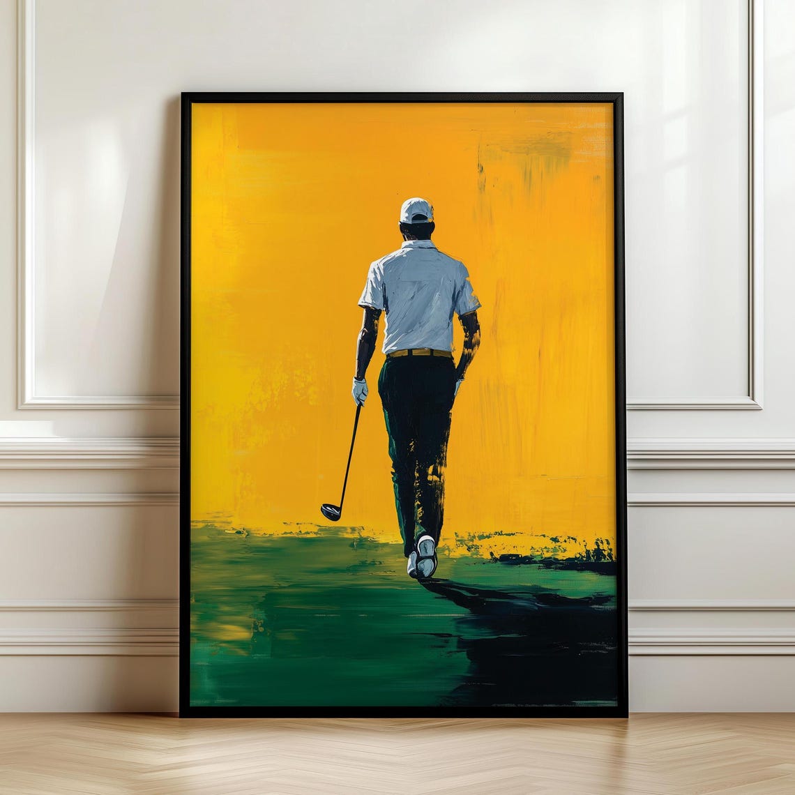 Golf Prints Impasto Painting Print Wall Hanging Art Masculine Wall Art Green Yellow Golf Wall Art