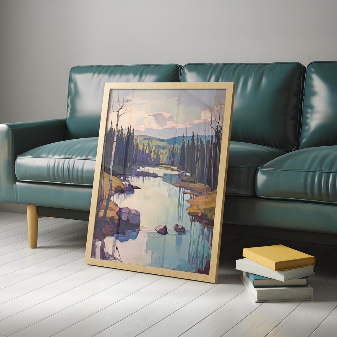 Impressionist River Flowing Through Forest Calm Water Poster - Image 4