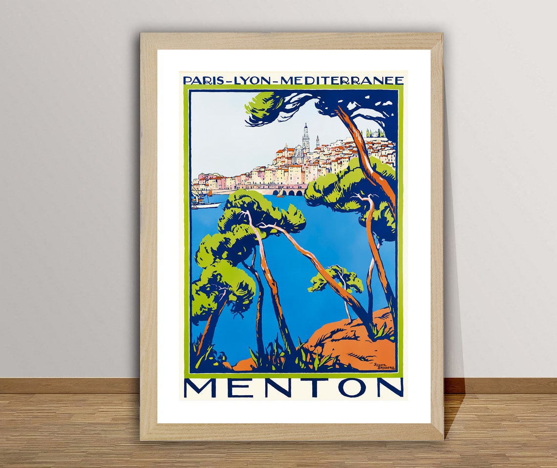 Menton France Vintage Travel Poster Travel In France French Riviera Poster Museum Quality Print