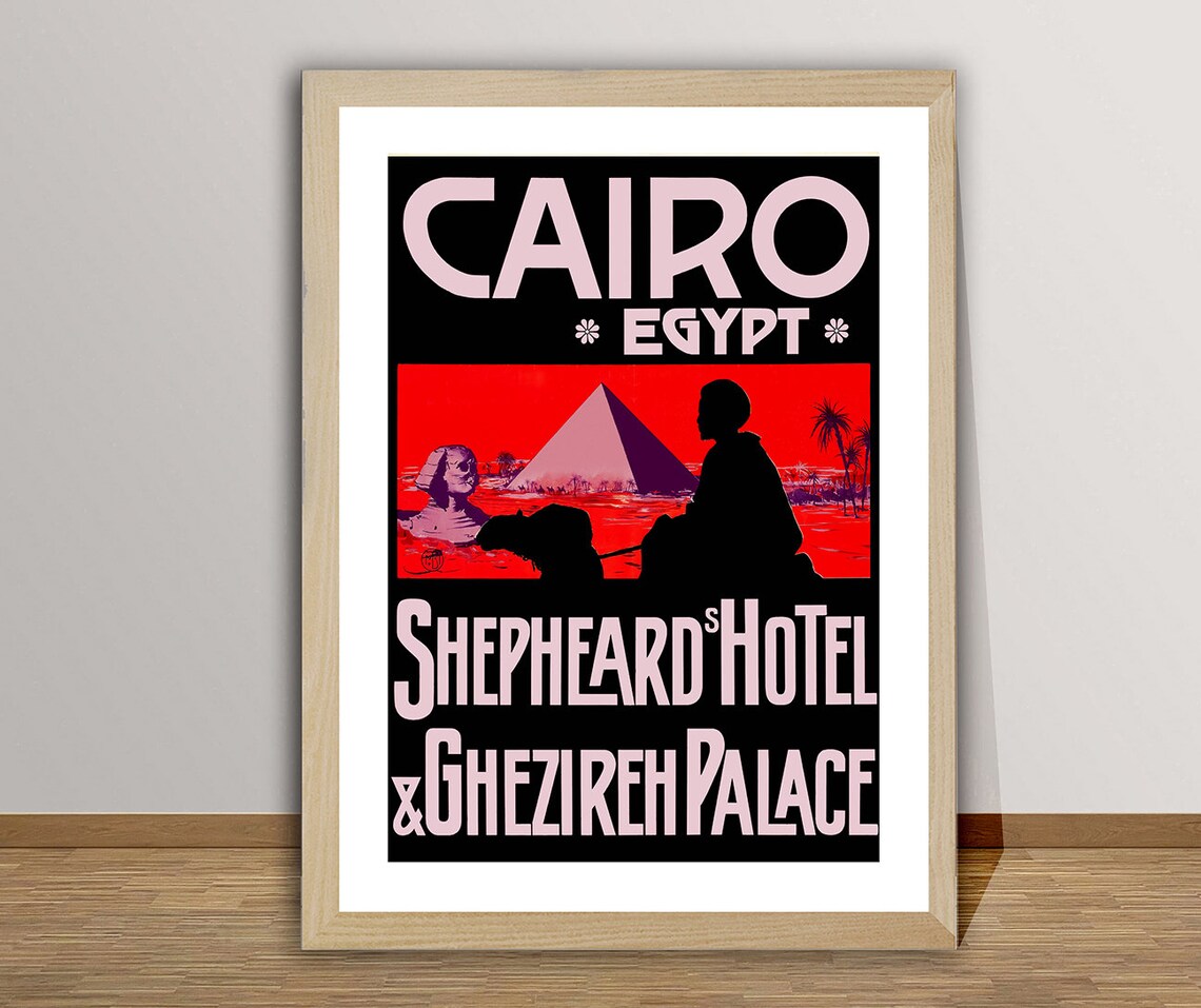 Cairo Egypt Shepheard Hotel Ghezireh Palace Travel Poster - Image 2