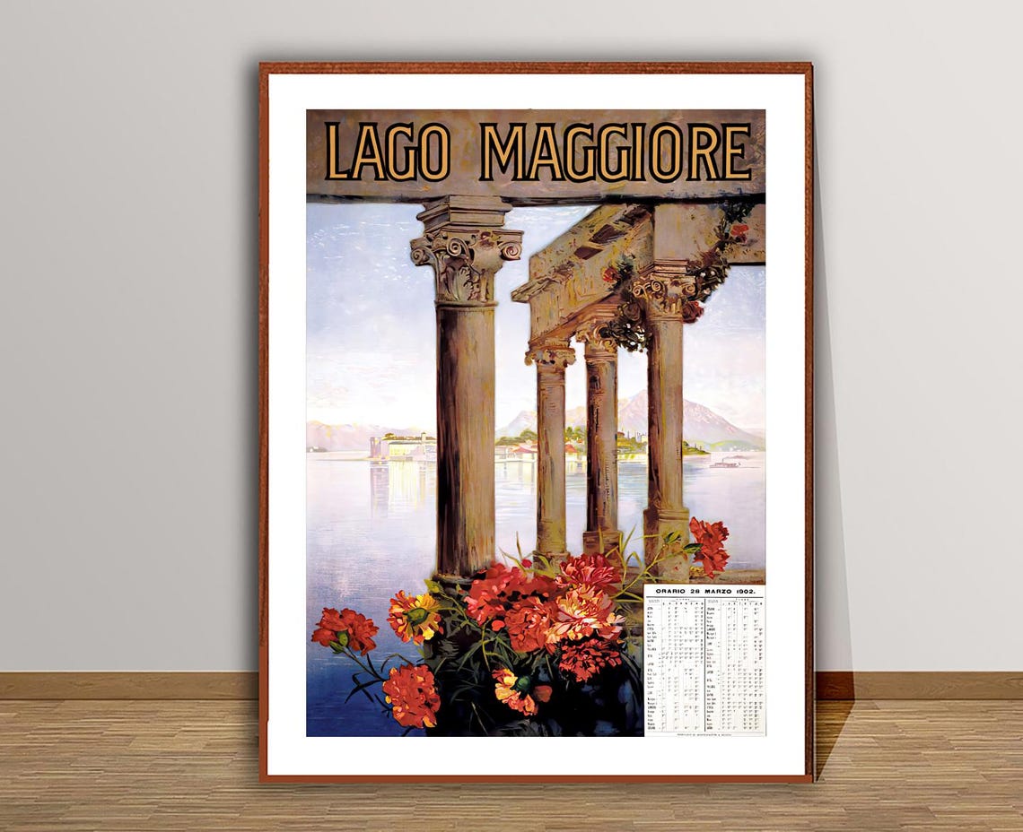 Lago Maggiore 1902 Italian Lakes Vintage Railway Travel Poster - Image 2