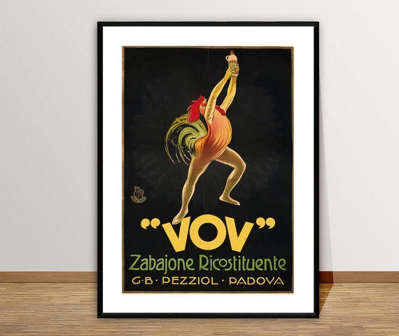 Vov Zabajone Ricostituente Vintage Fooddrink Poster Liqueur Lovers Beverages Art Gift Idea Bar Decor