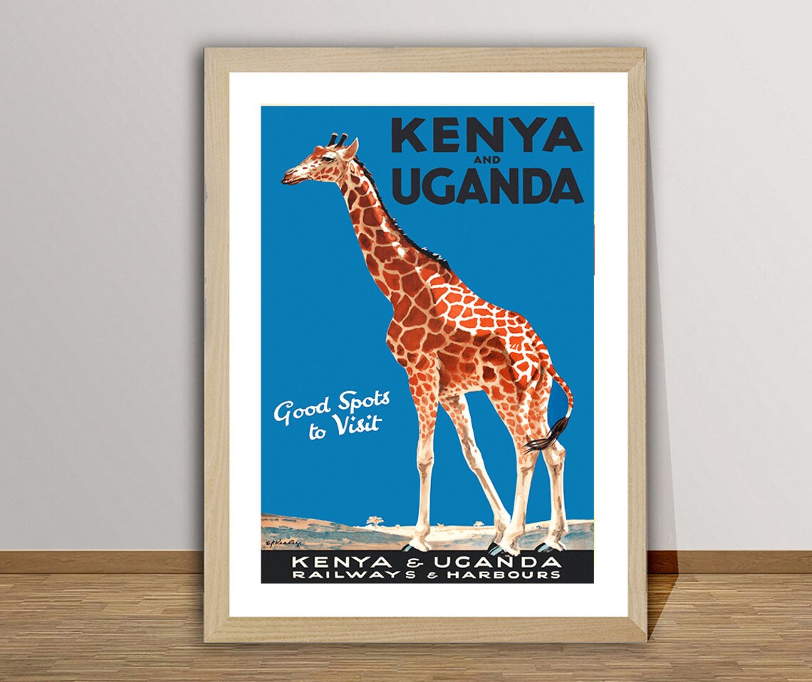 Kenya And Uganda Vintage Travel Poster, Travel Poster