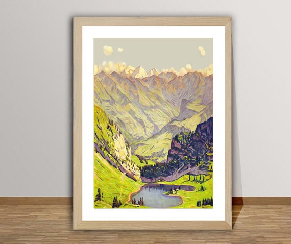 Hinterstockensee Schweiz Vintage Travel Poster Retro Hinterstockensee Poster Gift Idea Wall Decor