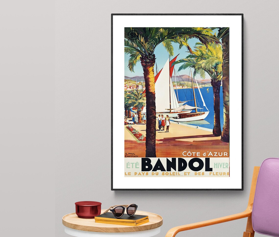 Bandol Cote Dazur France Vintage Travel Poster