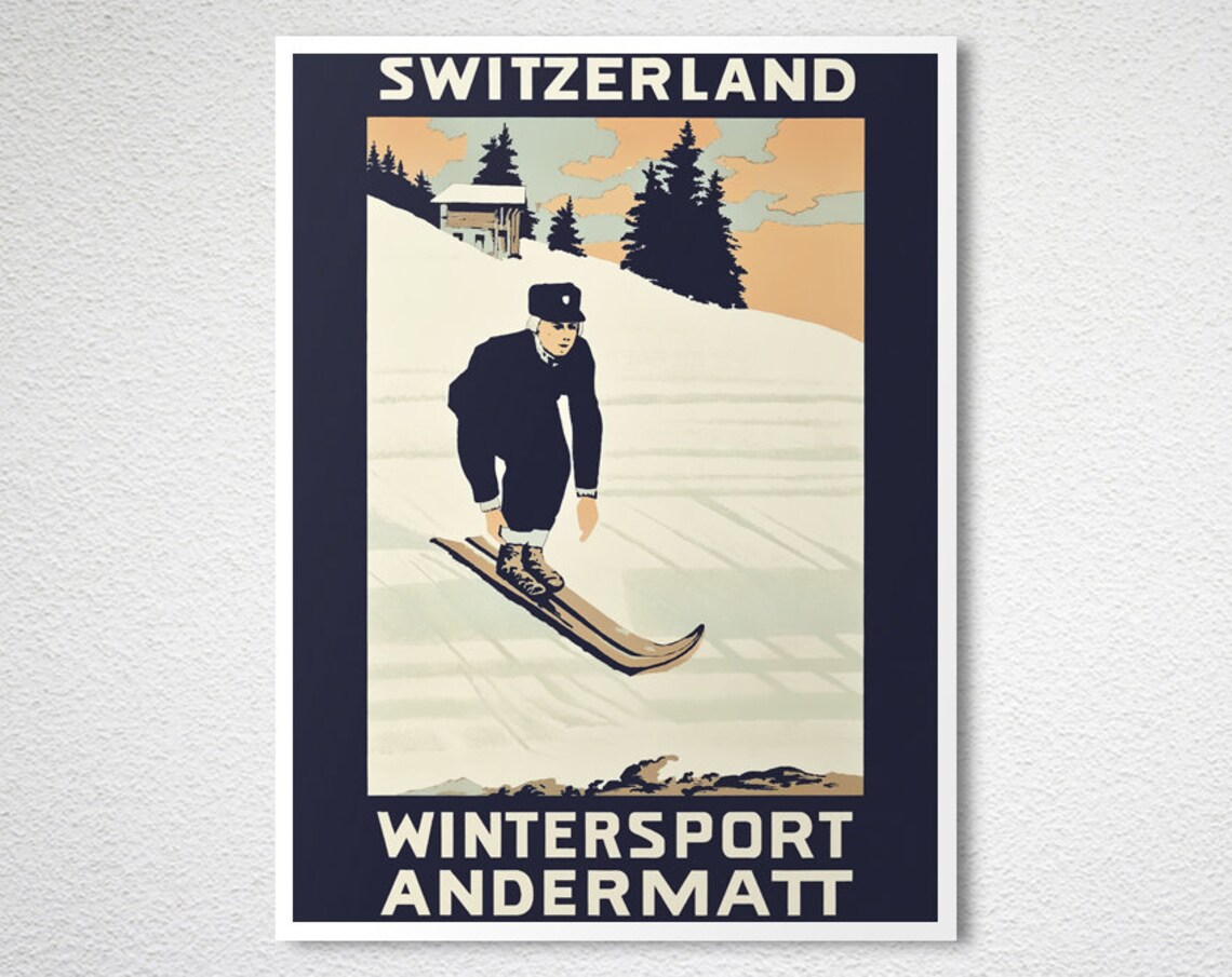 Andermatt Switzerland Vintage Travel Poster - Image 2