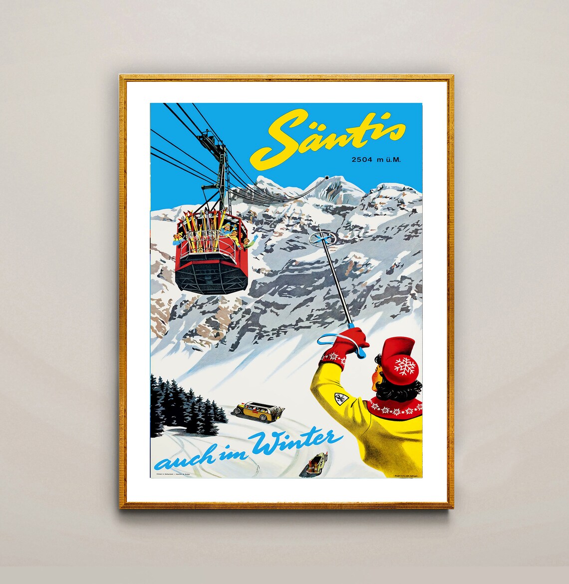 Santis Auch Im Winter Suisse Vintage Travel Poster - Image 2