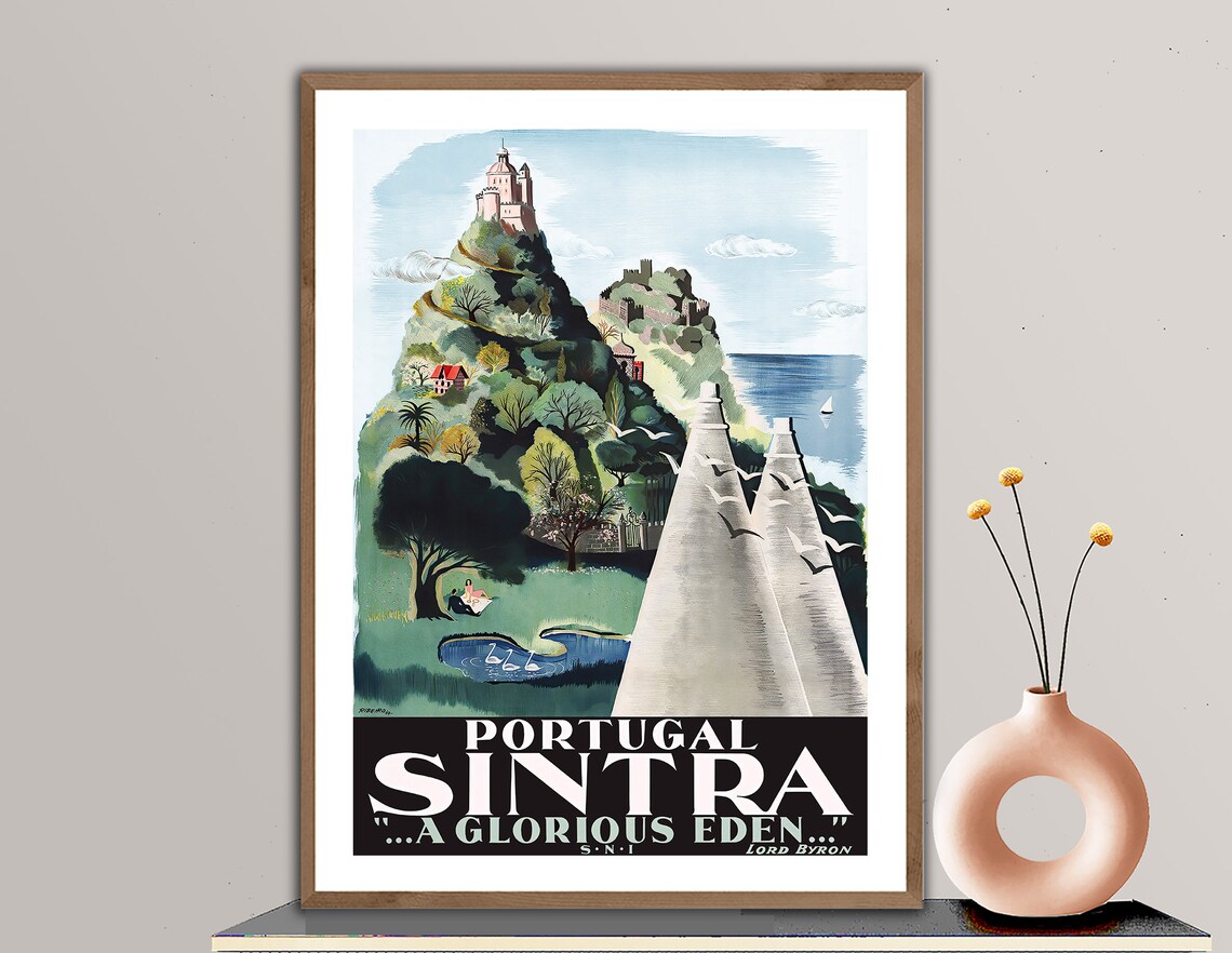 Portugal Sintra Lisbon Vintage Travel Poster Print