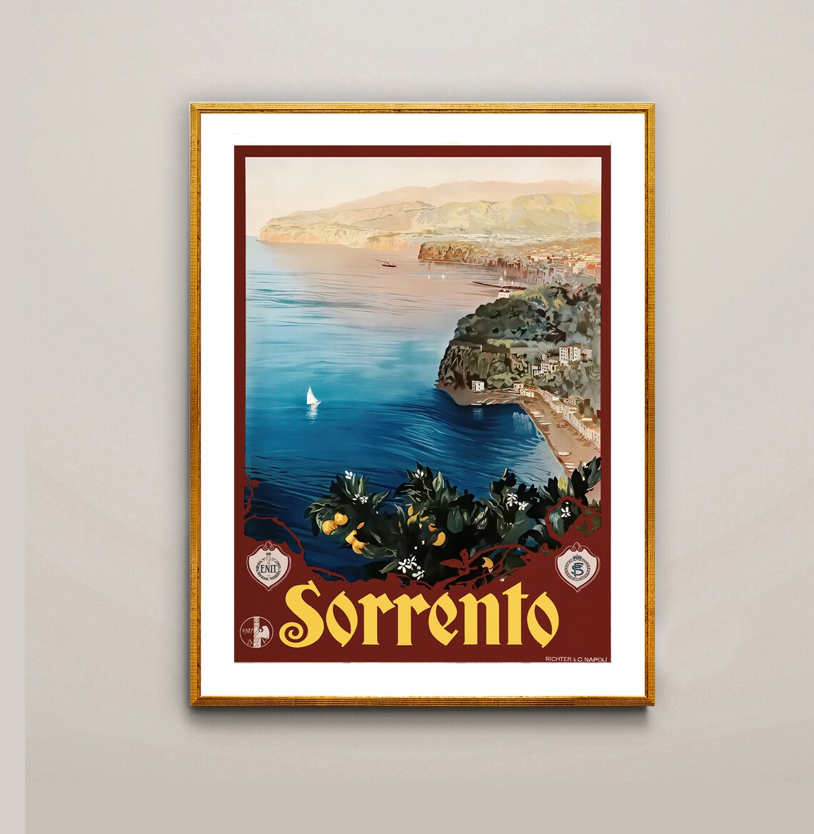 Sorrento Italy Vintage Travel Poster, Travel Poster